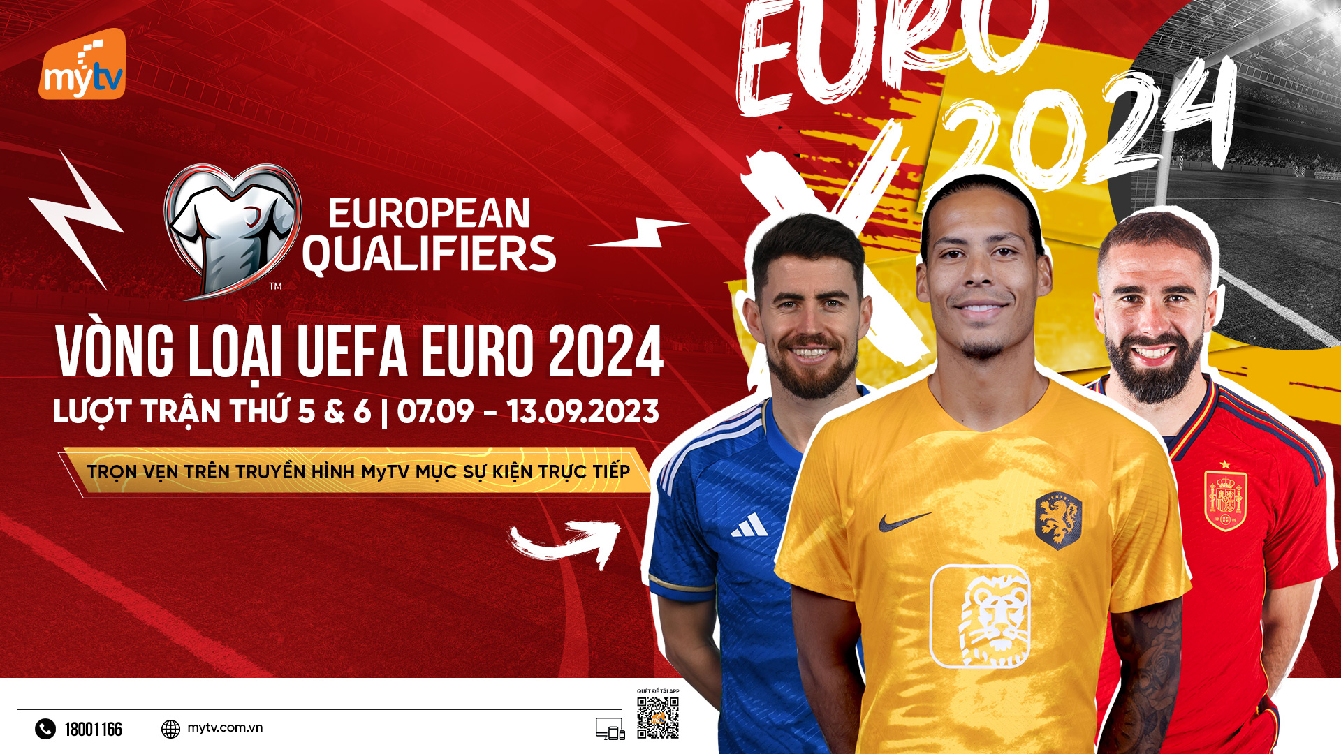 Khởi tranh lượt trận 5, 6 vòng loại Euro 2024 trực tiếp trên truyền hình MyTV