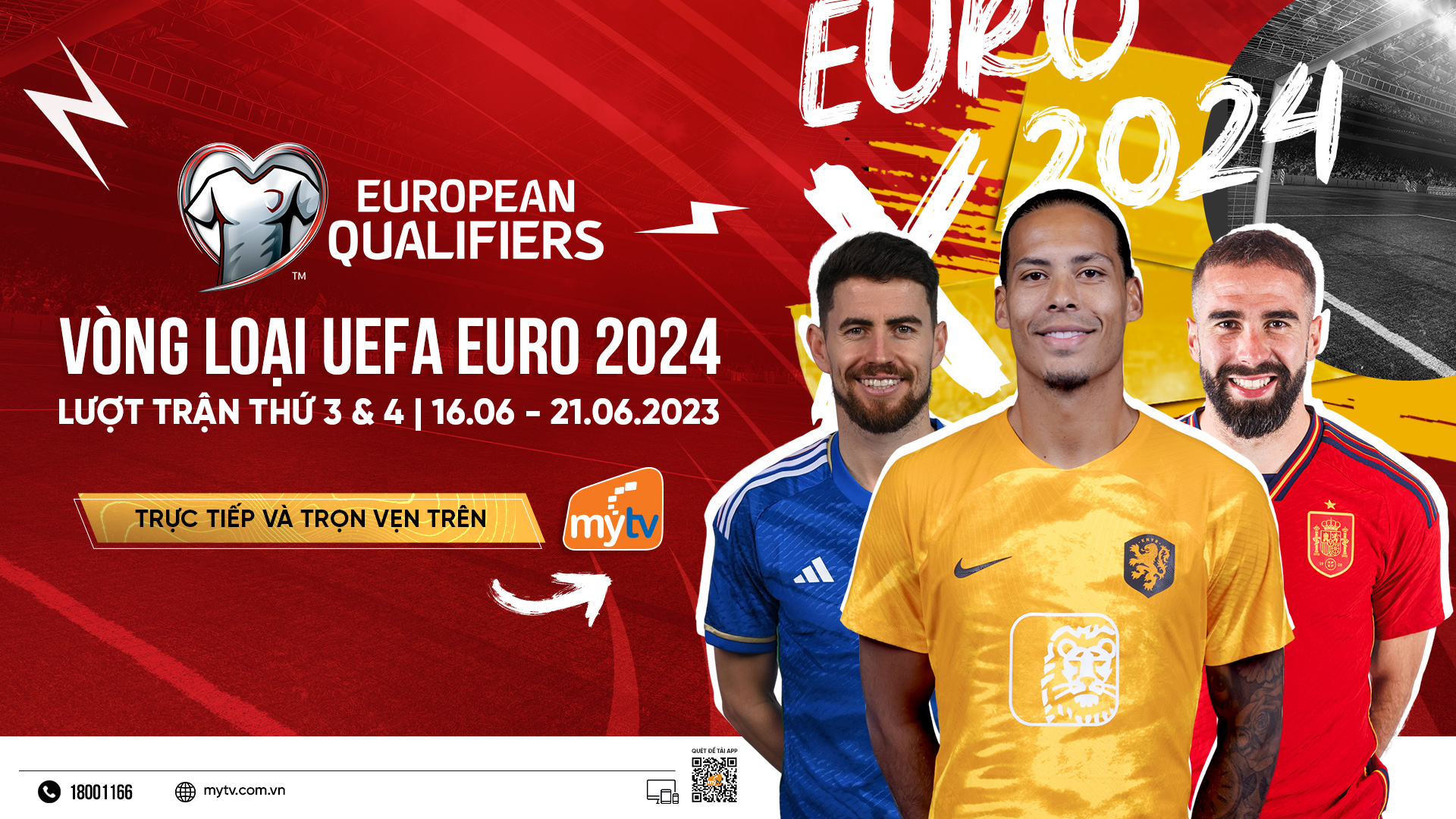 Vòng loại Euro 2024 - khởi tranh lượt trận 3,4 trực tiếp trên Truyền hình MyTV