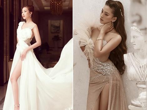 Hoa hậu Đỗ Mỹ Linh, Tiểu Vy diện đầm xẻ ấn tượng