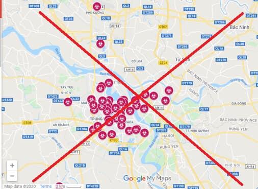 Bản đồ lưu ý dịch Covid-19 tại Hà Nội là không chính xác