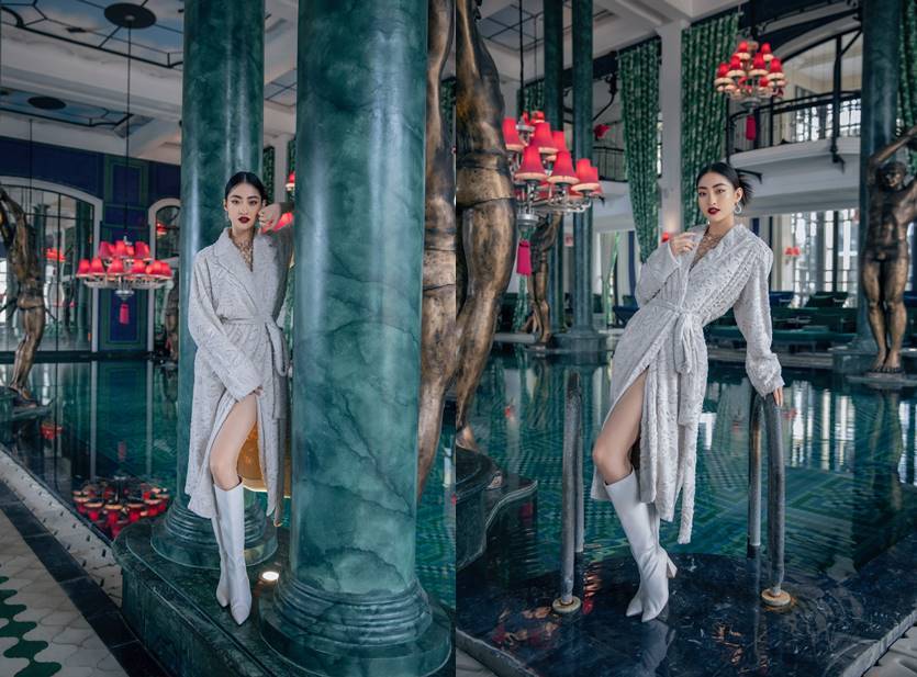 Hoa hậu Lương Thùy Linh diện quần ngắn khoe chân dài 1m22