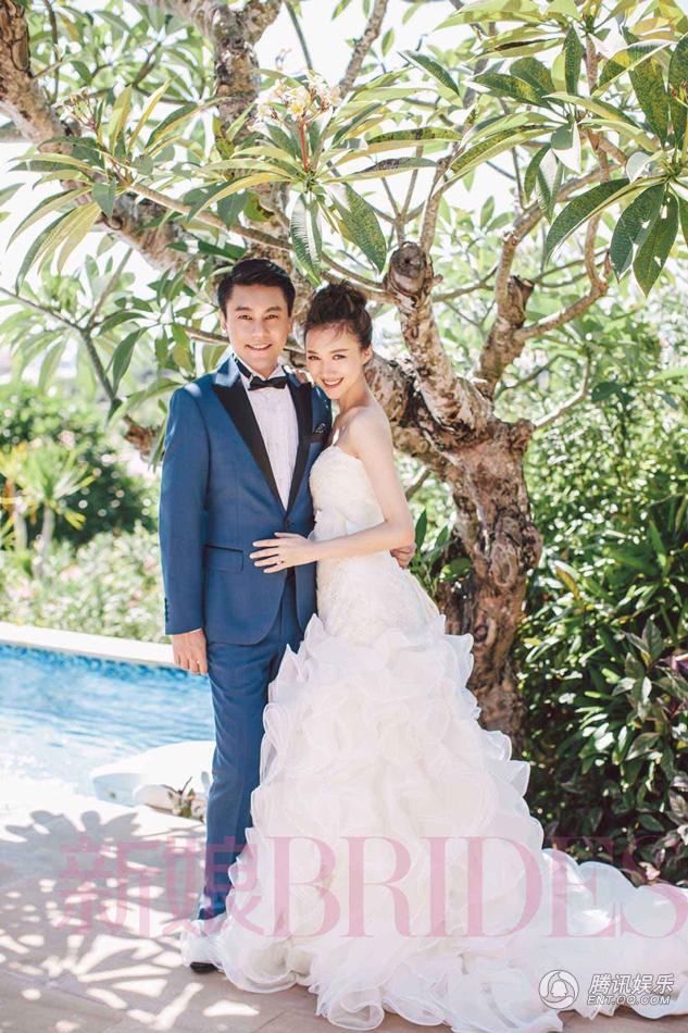 Cô dâu Hàn Văn Văn e ấp bên người chồng nổi tiếng. Họ là cặp đôi đẹp của showbiz Đài Loan.