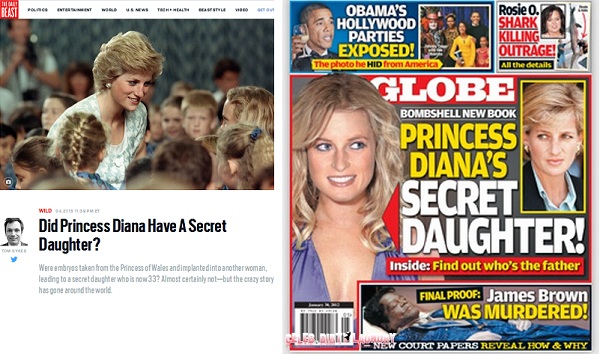 Tạp chí Mỹ Globe ngay lập tức ưu ái cho thông tin về việc công nương Diana có 1 người con gái bí mật ngay trang bìa, cùng tiêu đề và 1 bức hình được cho là con gái của công nương 