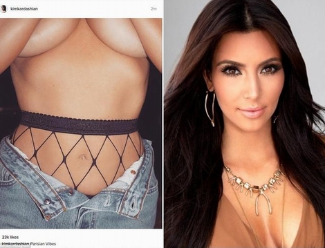Kim Kardashian lại 'gây sốt' với ảnh ngực trần trên Instagram