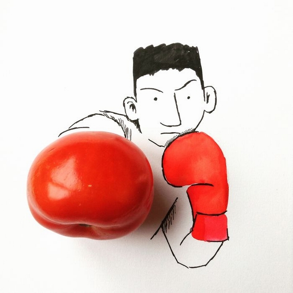 Cà chua biến thành đôi tay của võ sĩ đấm bốc