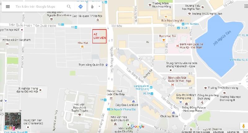 Vị trí AZ Lâm Viên được coi là đắc địa khi nằm ở trục giao thông thuận tiện, gần nhiều trường học, siêu thị, công viên, bệnh viện... Ảnh: Google Maps.
