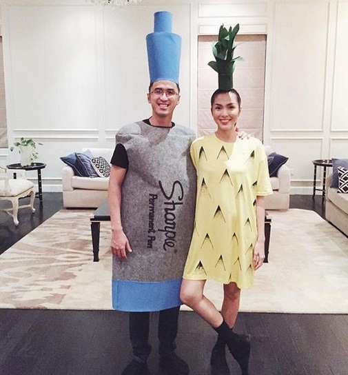 Vợ chồng Hà Tăng vô cùng dễ thương trong trang phục Pineapple pen