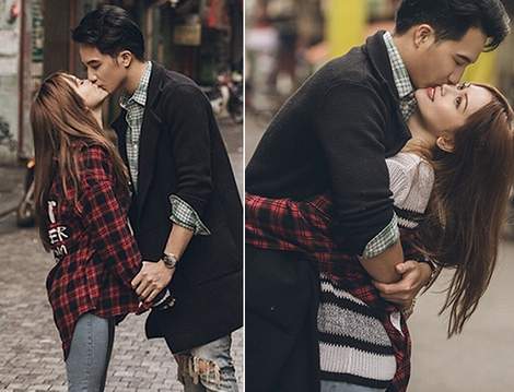 Sĩ Thanh hạnh phúc hôn bạn trai soái ca giữa đường phố Hà Nội