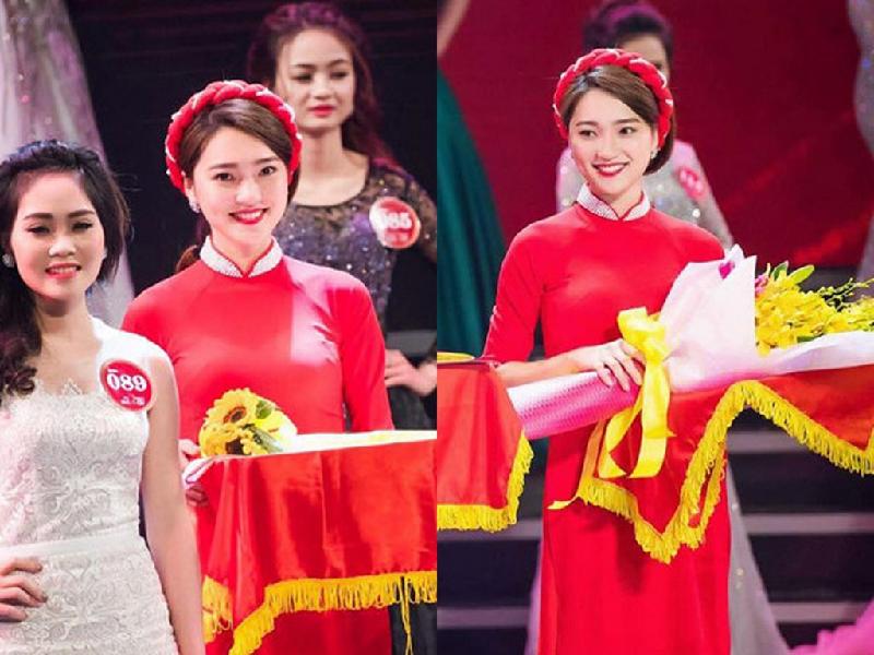 Nguyễn Ngọc Nữ (23 tuổi) tình cờ xuất hiện trong bức ảnh trao giải hoa khôi của cuộc thi Người đẹp Kinh Bắc 