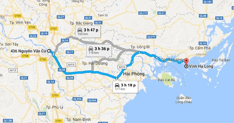 Vịnh Hạ Long (Quảng Ninh) cách Hà Nội khoảng 180 km, khoảng 3-4 giờ di chuyển bằng ôtô. Bạn có thể bắt xe khách từ bến xe Gia Lâm hay bến xe Mỹ Đình với giá vé từ 80.000 đồng.