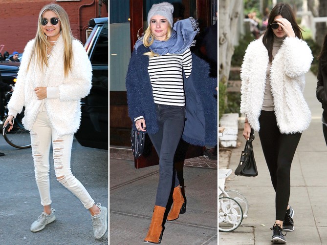 Thời trang đường phố ngày xuân với áo len lông giá mềm của Experess khiến Gigi Hadid, Emma Roberts và Kendall Jenner mê mẩn.