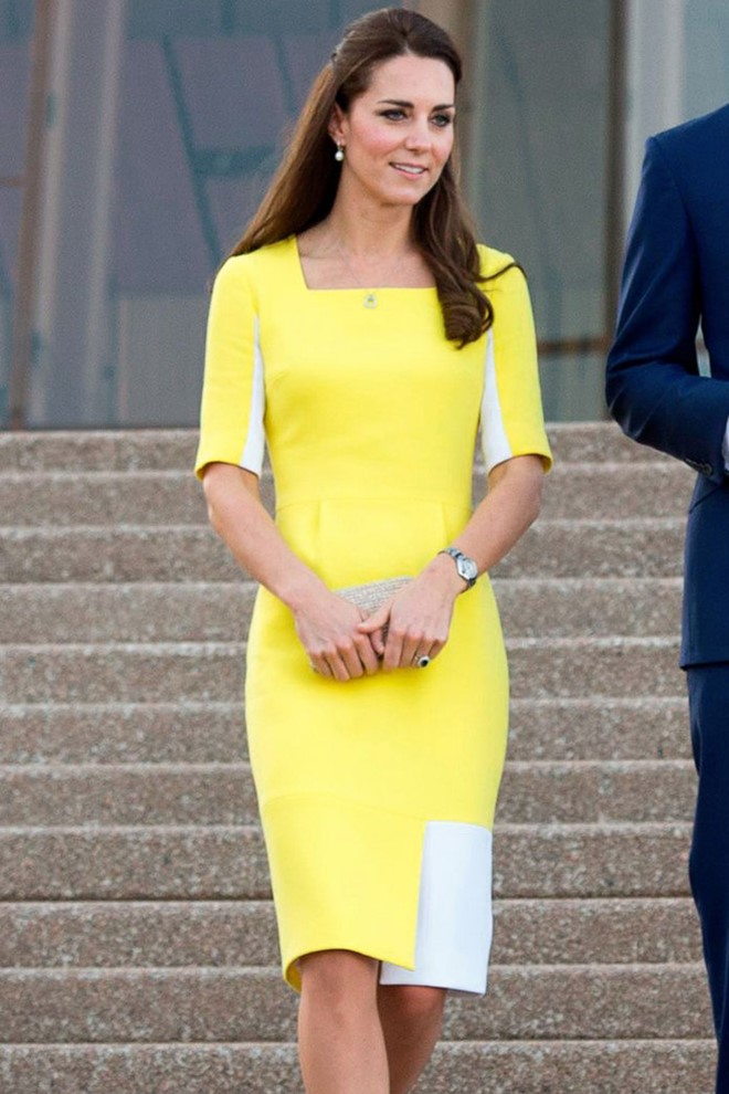 Công nương Kate Middleton nổi bật nhưng không hề chói lóa với chiếc đầm vàng nền nã.