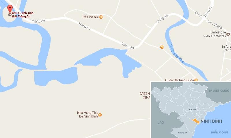 Khu du lịch cách Hà Nội khoảng 95 km, di chuyển bằng ôtô trong khoảng 2 giờ. Bên cạnh đó, đến đây du khách có thể kết hợp tham quan các điểm du lịch nổi tiếng khác của Ninh Bình gần đây như hang Múa, chùa Bái Đính, cố đô Hoa Lư... Ảnh: Google Maps.