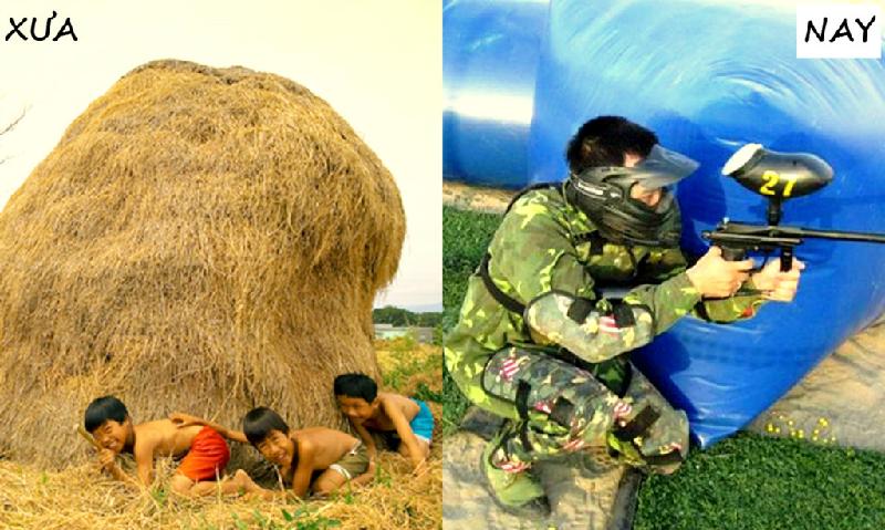 Cách chơi của trò súng bắn sơn (du nhập vào Việt Nam từ khoảng năm 2012) có một số nét tương đồng trò trốn tìm.