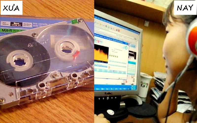 Thời xưa, nhiều người thường nghe nhạc bằng băng cassette. Song đến nay, chúng ta có thể nghe mọi bài hát yêu thích với sự trợ giúp của Internet.