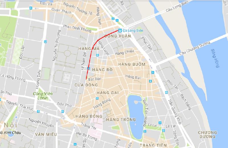 Đoạn Phùng Hưng đến ga Đầu Cầu. Ảnh: Google Maps.