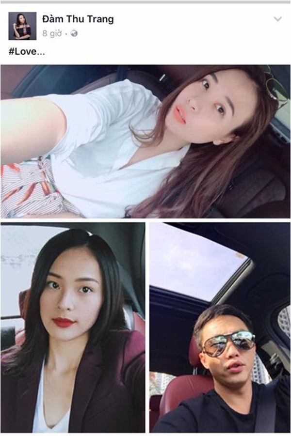 Bức hình Thu Trang selfie trên ô tô có nội thất tương đồng với ô tô mà Cường Đô la và Hạ Vi đăng tải trước đó.