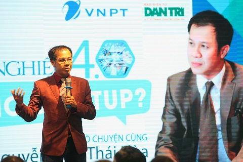 Ông Nguyễn Hữu Thái Hoà chia sẻ tại Workshop: “Cách mạng công nghiệp 4.0 - Cơ hội nào cho Startup?”. Ảnh: Hữu Nghị.