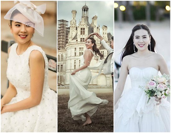 Ba chiếc váy khác được Mai Ngọc chọn diện chụp ảnh cưới từ Paris đến Đà Nẵng.