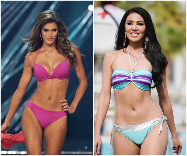Hình thể của Hoa hậu Hoàn vũ 2016 cũng sexy lấn lướt đối thủ người Indonesia.