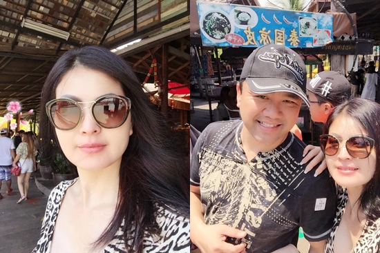 Về thăm gia đình, cô cũng kết hợp đi du lịch Thái Lan vài ngày. Cô chia sẻ một vài tấm hình thăm quan chợ nổi của người Thái và than thở nắng nóng ở TP HCM không kinh khủng như ở Thái Lan.