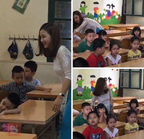 Cô Bùi Thúy Ngân -Trường Tiểu học Tân Định, Hà Nội: Trước đây, hình ảnh cô giáo diện bộ áo dài trắng, khoe nụ cười rạng rỡ với các học sinh tiểu học được phụ huynh chụp lén rồi đăng tải lên mạng xã hội.