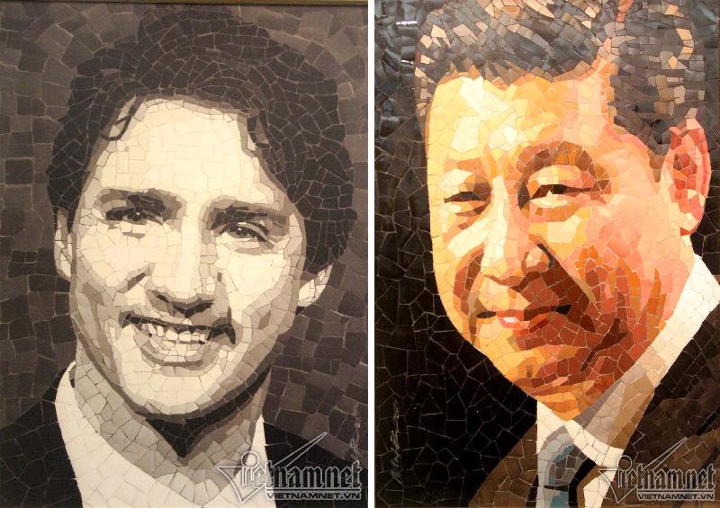 Chân dung Thủ tướng Canada Justin Trudeau (trái) và Tổng bí thư, Chủ tịch Trung Quốc Tập Cận Bình (phải)
