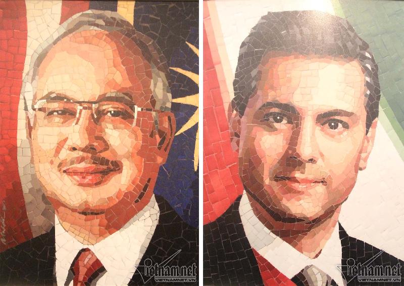 Chân dung Thủ tướng Malaysia Najib Razak (trái) và Tổng thống Mexico Enrique Peña Nieto (phải)
