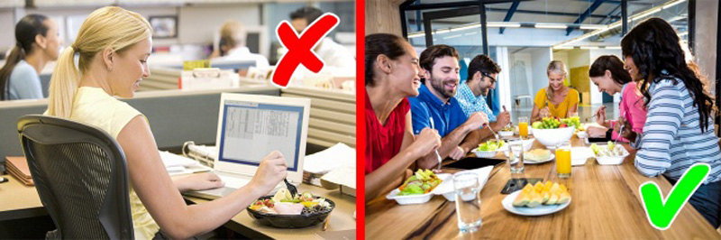 Ăn cơm ngay tại bàn làm việc gây hại thế nào cho sức khỏe?