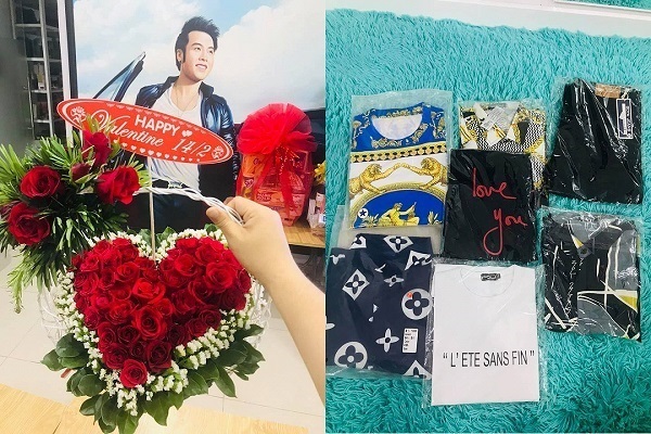Người hâm mộ gửi tặng Akira Phan không chỉ hoa mà còn rất nhiều áo thun.