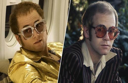 Tạo hình của Taron Egerton và hình ảnh Elton John thời trẻ