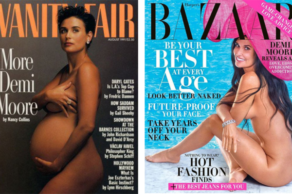 2 lần khỏa thân trên tạp chí của Demi Moore cách nhau 28 năm. 