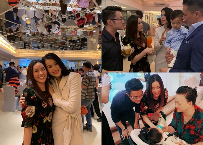 Hoa hậu Thu Hoài cùng bạn trai doanh nhân chia sẻ hình ảnh trong bữa tiệc mừng 100 ngày tuổi của bé Ryan Lee - quý tử của nữ diễn viên TVB đình đám Hồ Hạnh Nhi tại Hong Kong.