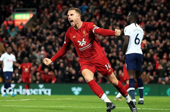 Jordan Henderson ghi bàn, quân bình tỉ số 1-1 cho Liverpool